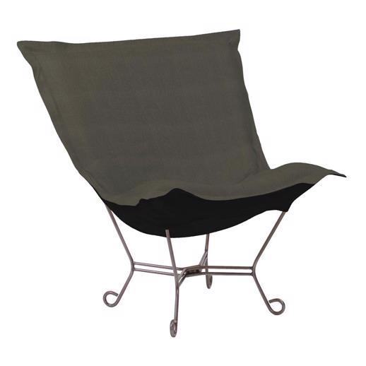  Accent Furniture Accent Furniture Scroll Puff Chair Sterling Charcoal Titanium Frame