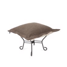 Scroll Puff Ottoman Titanium, Barbet Chocolate/Nat
