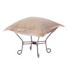 Scroll Puff Ottoman Linen Slub Natural Titanium Fr