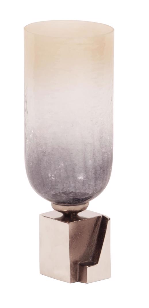  Accessories Accessories Ombre Glass Vase on Square Aluminum Base, Small