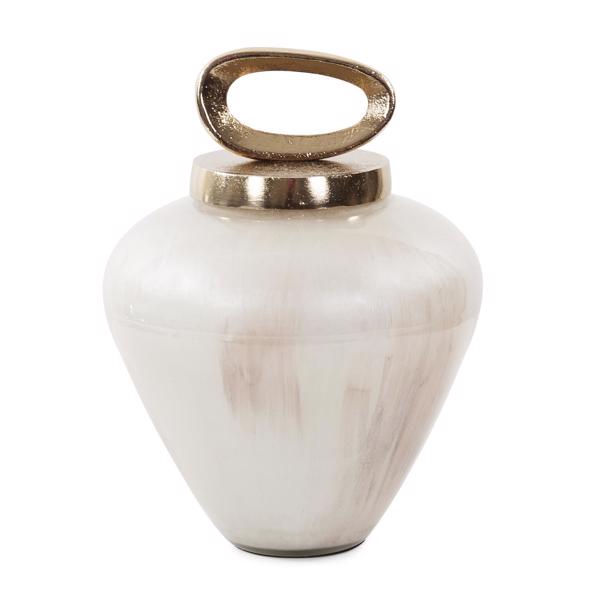 Vinyl Wall Covering Accessories Accessories Reza Glass Urn with Ornate Metal Top, Small