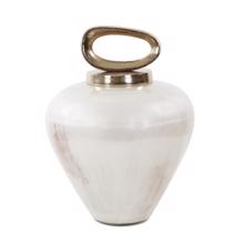 Reza Glass Urn with Ornate Metal Top, Large