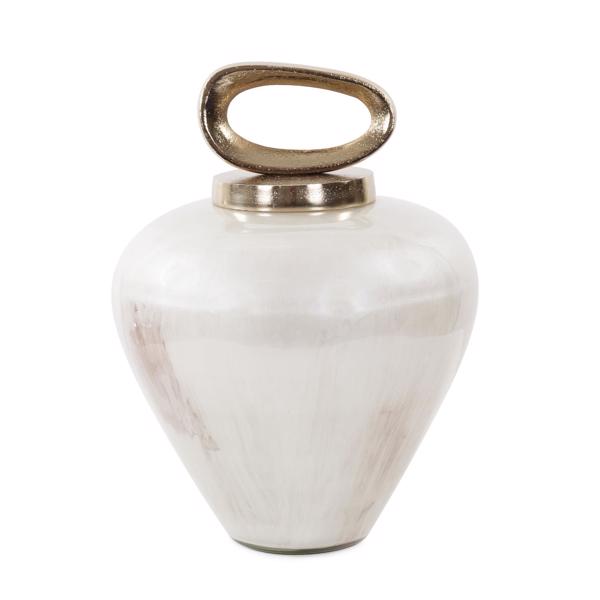 Vinyl Wall Covering Accessories Accessories Reza Glass Urn with Ornate Metal Top, Large