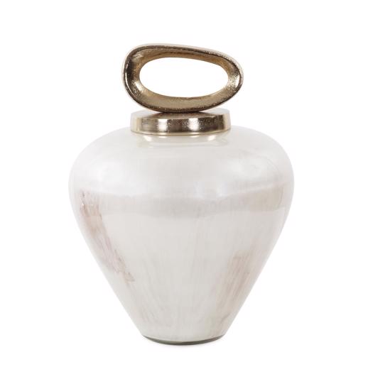  Accessories Accessories Reza Glass Urn with Ornate Metal Top, Large