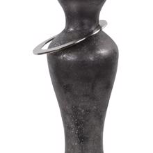 Black Ore Glass Vase with metal accent, Medium
