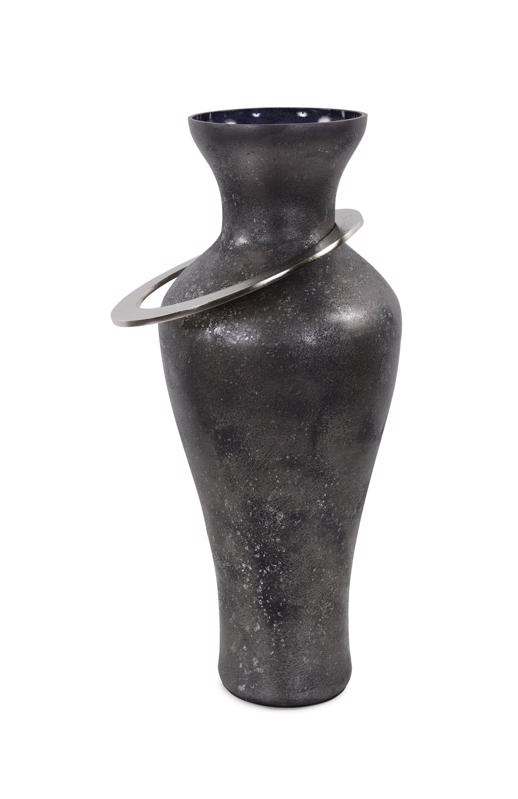  Accessories Accessories Black Ore Glass Vase with metal accent, Medium