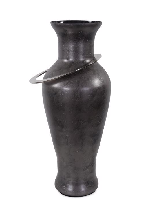  Accessories Accessories Black Ore Glass Vase with metal accent , Large