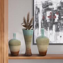 Capri Stripe Glass Bottle Vase, Short