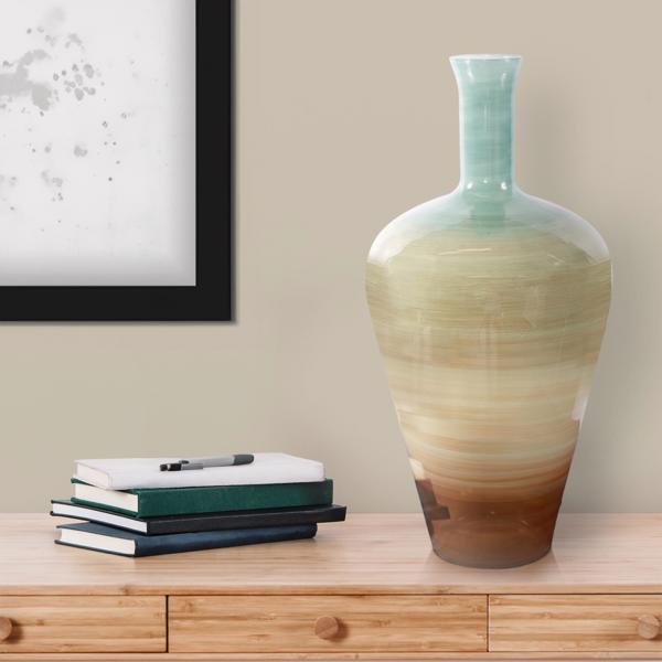 Vinyl Wall Covering Accessories Accessories Capri Stripe Glass Bottle Vase, Tall