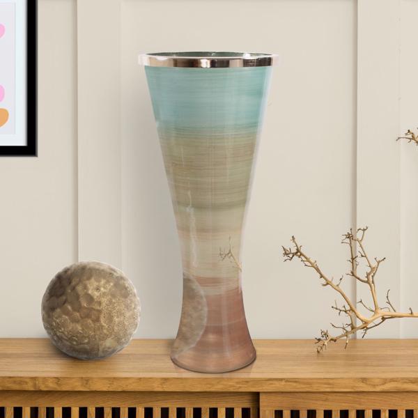 Vinyl Wall Covering Accessories Accessories Capri Stripe Flared Glass Vase, Large
