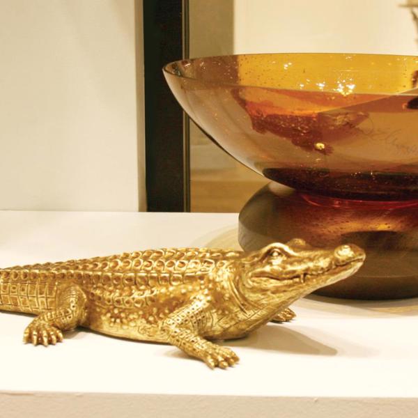 Vinyl Wall Covering Accessories Accessories Antiqued Gold Crocodile Sculpture