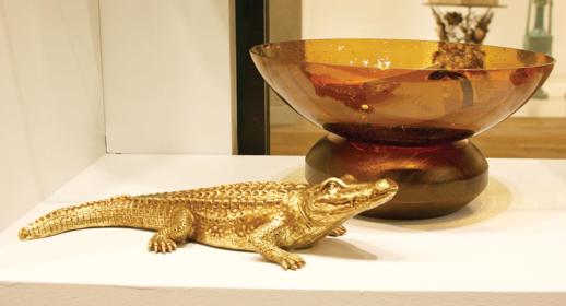  Accessories Accessories Antiqued Gold Crocodile Sculpture