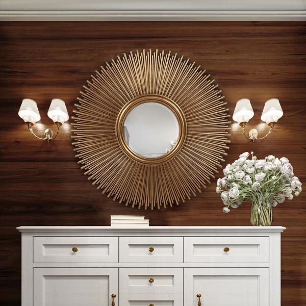 Vinyl Wall Covering Mirrors Mirrors Midsized Singapore Mirror in Gold Leaf