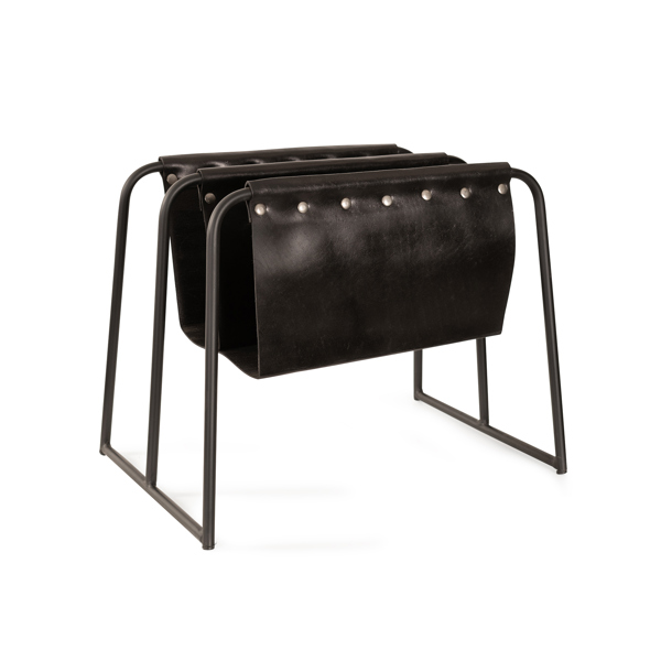 Vinyl Wall Covering Accessories Accessories Arlo Black Leather Double Magazine Holder