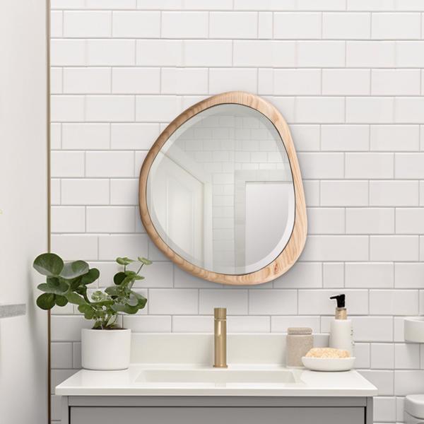 Vinyl Wall Covering Mirrors Mirrors Dragmar Asymmetrical Wood Mirror, Small