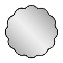 Kushi Round Scalloped Edge Mirror in Glossy Black