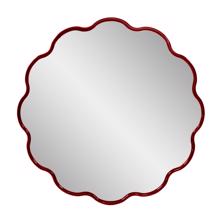 Kushi Round Scalloped Edge Mirror in Glossy Burgun