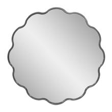 Kushi Round Scalloped Edge Mirror in Glossy Charco