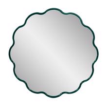 Kushi Round Scalloped Edge Mirror in Glossy Hunter