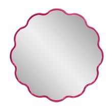Kushi Round Scalloped Edge Mirror in Glossy Hot Pi