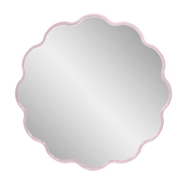 Vinyl Wall Covering Mirrors Mirrors Kushi Round Scalloped Edge Mirror in Glossy Lilac