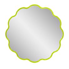 Kushi Round Scalloped Edge Mirror in Glossy Green