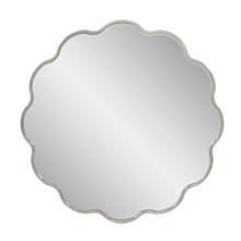 Kushi Round Scalloped Edge Mirror in Glossy Nickle