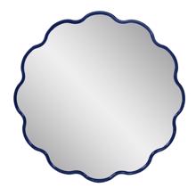 Kushi Round Scalloped Edge Mirror in Glossy Navy
