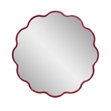 Kushi Round Scalloped Edge Mirror in Glossy Red