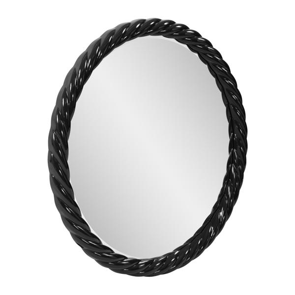 Vinyl Wall Covering Mirrors Mirrors Gita Braided Round Mirror in Glossy Black