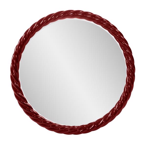 Vinyl Wall Covering Mirrors Mirrors Gita Braided Round Mirror in Glossy Burgundy