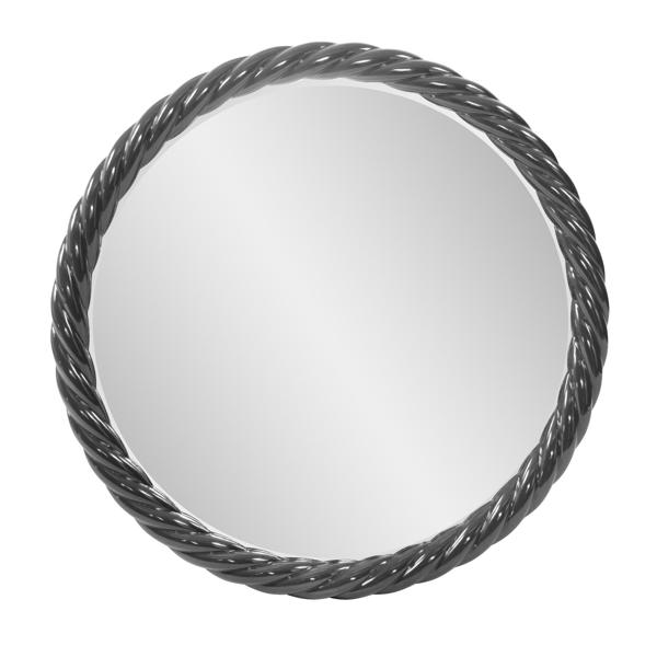 Vinyl Wall Covering Mirrors Mirrors Gita Braided Round Mirror in Glossy Charcoal Gray