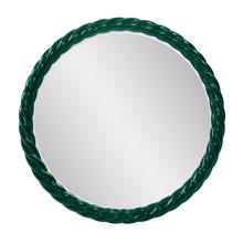 Gita Braided Round Mirror in Glossy Hunter Green