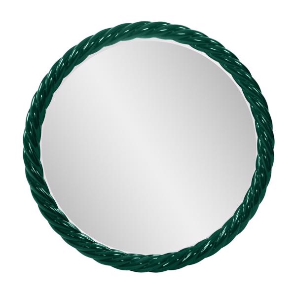 Vinyl Wall Covering Mirrors Mirrors Gita Braided Round Mirror in Glossy Hunter Green
