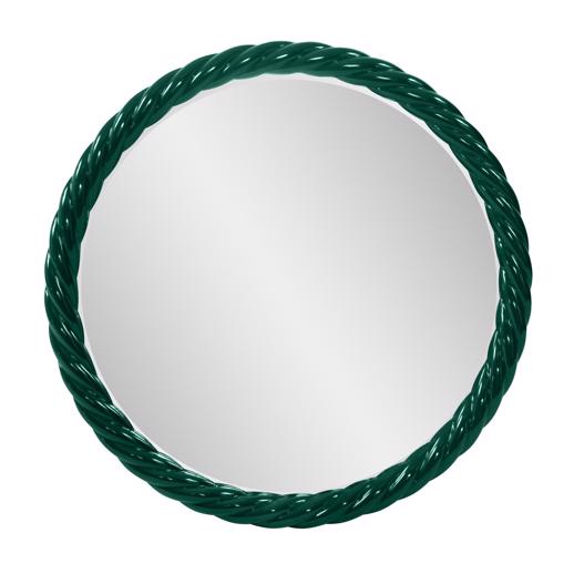  Mirrors Mirrors Gita Braided Round Mirror in Glossy Hunter Green