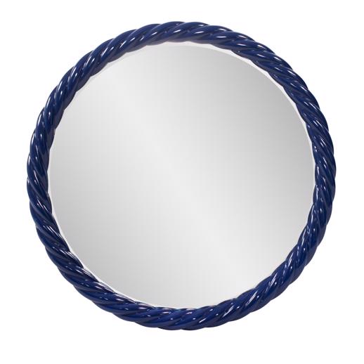  Mirrors Mirrors Gita Braided Round Mirror in Glossy Navy