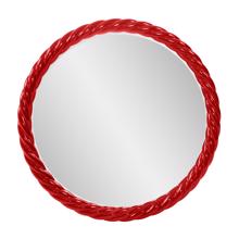 Gita Braided Round Mirror in Glossy Red