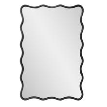 Maya Rectangular Waved Edge Mirror in Glossy Black