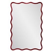 Maya Rectangular Waved Edge Mirror in Glossy Burgu