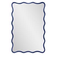 Maya Rectangular Waved Edge Mirror in Glossy Navy