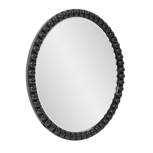  Mirrors Mirrors Varsha Round Oversized Beaded Mirror in Glossy Bla
