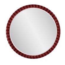 Varsha Round Oversized Beaded Mirror in Glossy Bur