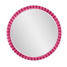 Varsha Round Oversized Beaded Mirror in Glossy Hot