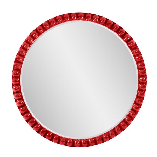 Vinyl Wall Covering Mirrors Mirrors Varsha Round Oversized Beaded Mirror in Glossy Red