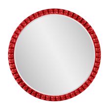 Varsha Round Oversized Beaded Mirror in Glossy Red