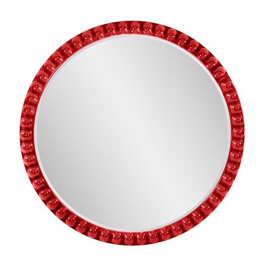  Mirrors Mirrors Varsha Round Oversized Beaded Mirror in Glossy Red