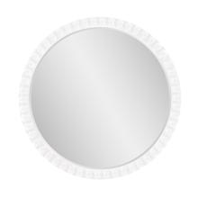 Varsha Round Oversized Beaded Mirror in Glossy Whi