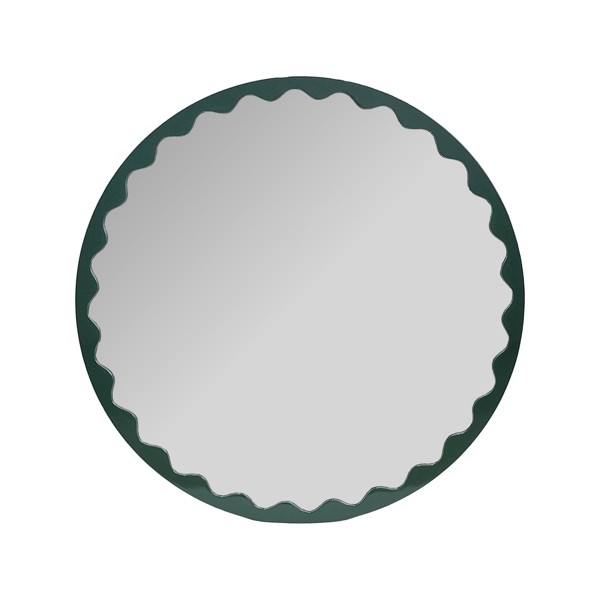 Vinyl Wall Covering Mirrors Mirrors Santosh Round Glossy Hunter Green Scalloped Mirror