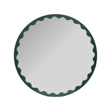 Santosh Round Glossy Hunter Green Scalloped Mirror