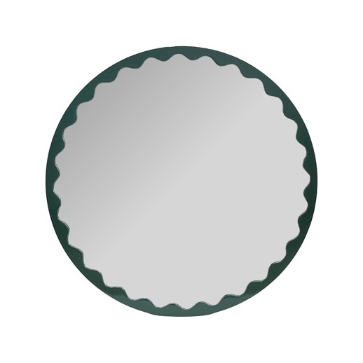  Mirrors Mirrors Santosh Round Glossy Hunter Green Scalloped Mirror